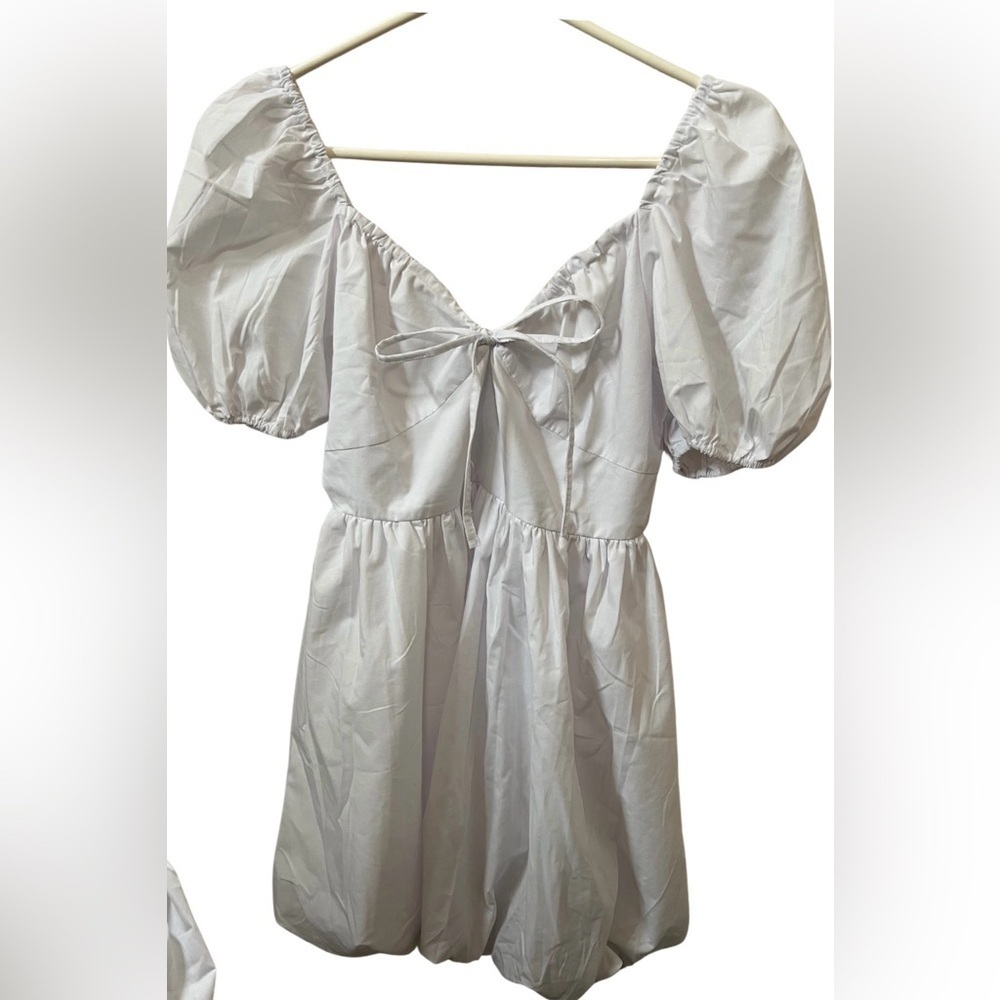 18 Centimeters Dress‎ Babydoll Bubble with Poof Sleeve White S
